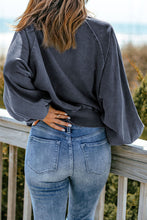 Load image into Gallery viewer, Quarter-Snap Collared Lantern Sleeve Sweatshirt
