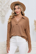 Load image into Gallery viewer, Lapel Collar Dropped Shoulder Blouse
