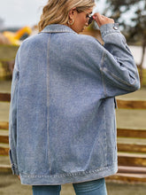 Load image into Gallery viewer, Dropped Shoulder Denim Jacket with Pockets
