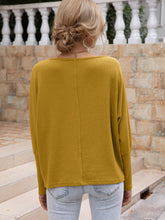 Load image into Gallery viewer, Waffle-Knit Boat Neck Long Sleeve Top
