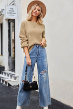 Load image into Gallery viewer, Ribbed Round Neck Dropped Shoulder Knit Top
