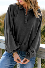 Load image into Gallery viewer, Quarter-Snap Collared Lantern Sleeve Sweatshirt
