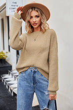 Load image into Gallery viewer, Ribbed Round Neck Dropped Shoulder Knit Top

