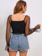 Load image into Gallery viewer, Drawstring Flounce Sleeve Cropped Top
