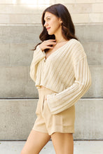 Load image into Gallery viewer, POL Hear Me Out Semi Cropped Ribbed Cardigan in Oatmeal
