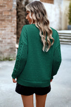 Load image into Gallery viewer, Cable-Knit Round Neck Drop Shoulder Sweater
