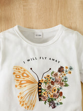 Load image into Gallery viewer, I Will FLY AWAY Butterfly Graphic Tee and Floral Print Flare Pants Kit
