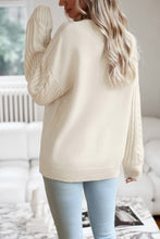Load image into Gallery viewer, Cable-Knit Round Neck Drop Shoulder Sweater
