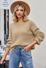 Load image into Gallery viewer, Ribbed Round Neck Dropped Shoulder Knit Top

