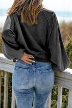 Load image into Gallery viewer, Quarter-Snap Collared Lantern Sleeve Sweatshirt
