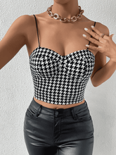 Load image into Gallery viewer, Cropped Sweetheart Neck Houndstooth Pattern Cami

