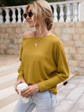 Load image into Gallery viewer, Waffle-Knit Boat Neck Long Sleeve Top
