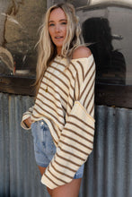 Load image into Gallery viewer, Boat Neck Long Sleeve Striped Sweater

