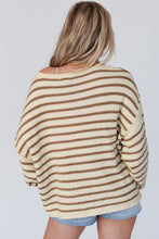 Load image into Gallery viewer, Boat Neck Long Sleeve Striped Sweater
