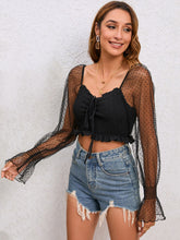 Load image into Gallery viewer, Drawstring Flounce Sleeve Cropped Top
